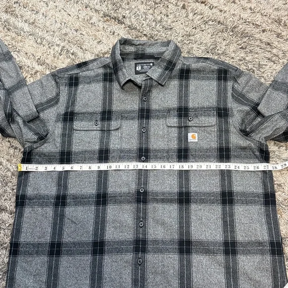 Carhartt Black and Gray Plaid Shirt heavy duty cotton sz XL TALL - Picture 8 of 9